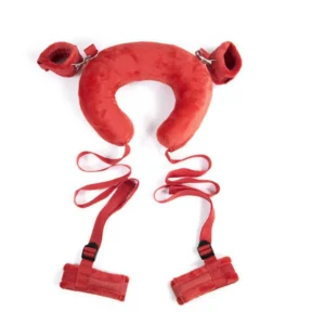 CROSPLAY FETISH BED RESTRAINT ANKEL & HAND CUFFS (RED)