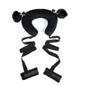 CROSPLAY FETISH BED RESTRAINT ANKEL & HAND CUFFS (BLACK)