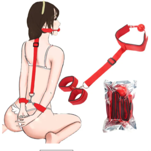 ADULT HAND CUFF STRAP WITH BALL GAG (RED)OR (BLACK)