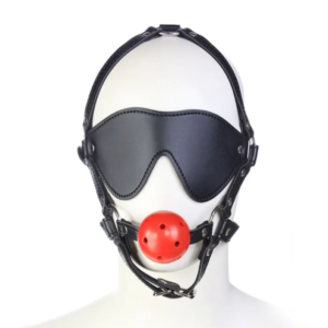 PLAYFUL RESTRAINT SET, RED GAG BALL, BLACK MASK