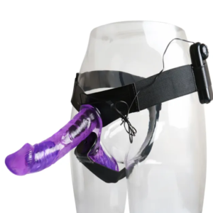 PURPLE COLOR STRAP ON WITH DOUBLE VIBRATING DILDO