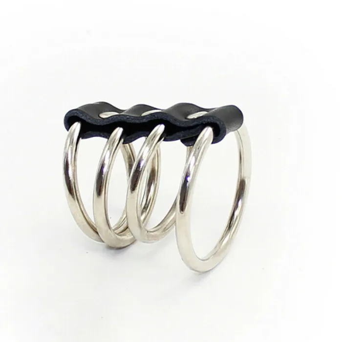 MALE CHASTEDY DEVICE 5 RINGS NO LOCK - Image 4