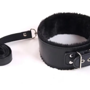 RING COLLAR WITH LEASH (BLACK)