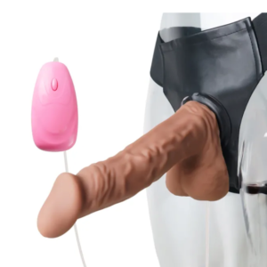 7' BROWN WEARABLE STRAP ON VIBRATING DILDO