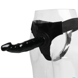 BLACK COLLERD HOLLOW STRAP ON DILDO
